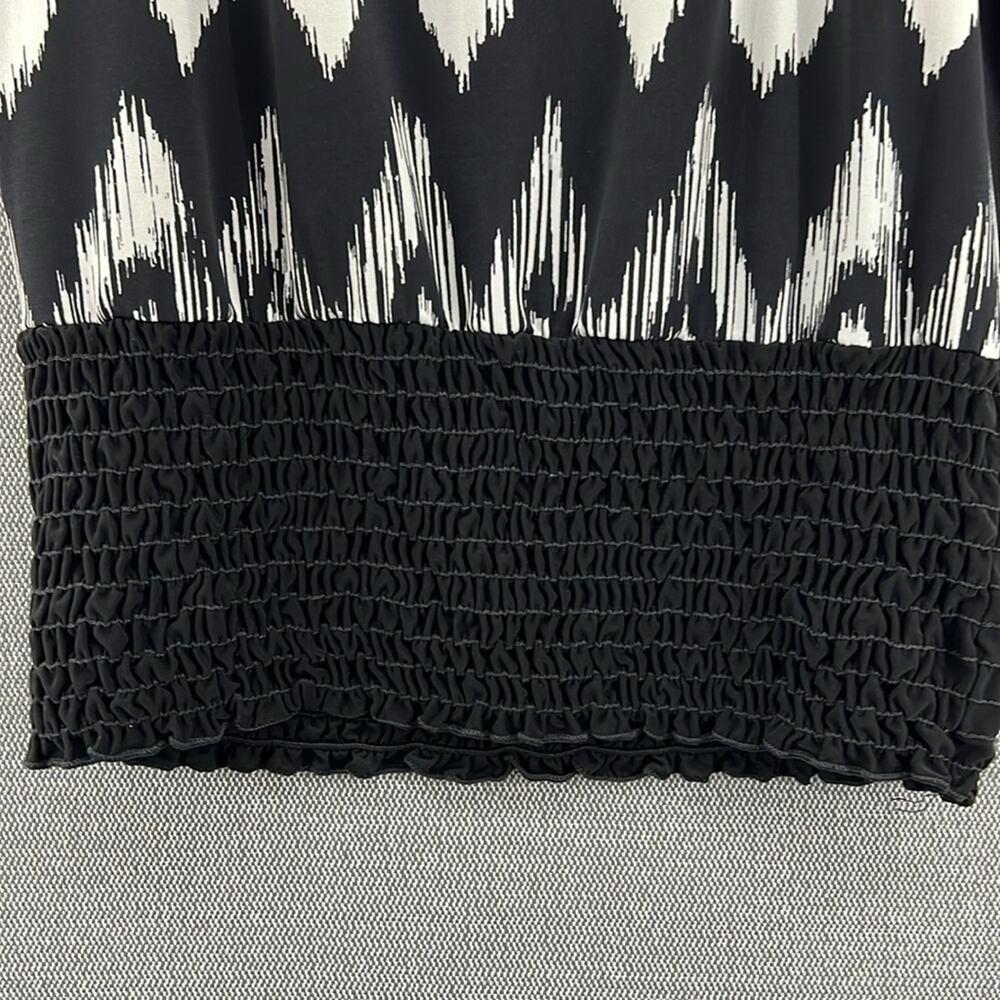 Vintage Agenda Black/White Geometric Print Elastic Waist Blouse Made In USA‎ M - Picture 3 of 7